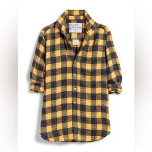 Frank& Eileen Joedy Linen Yellow Check Plaid Shirt